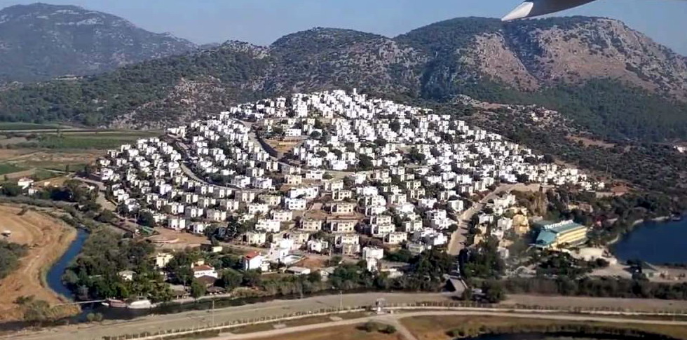 The houses on Incebel Hill in Dalaman, Turkiye.